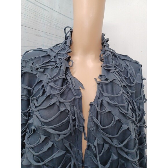 Moonlight Y&S open front cardigan gray fringed all Over Small - Picture 2 of 9